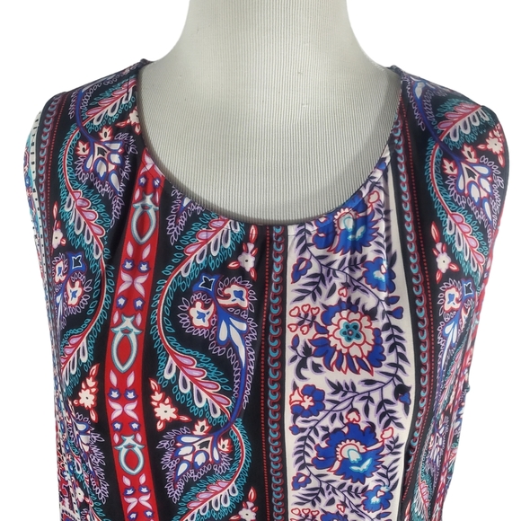 Sleeveless Top Shirt Dress, Assymetrical Hem, Multi Color 3X. - Picture 2 of 8